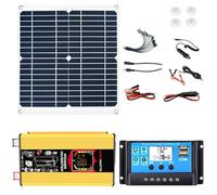 ZQIRUIQZ Kit Panneau Solaire Monocristallin 50W Portable avec Onduleur 6000W DC 12V vers AC 110V/220V Et Régulateur 50A, Idéal pour Recharge Intelligente Et Alimentation d'urgence(Yellow,12V-110V)