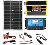ZQIRUIQZ Kit Solaire 400W avec Onduleur Pur Sinus 110V/220V Et Régulateur MPPT 30A - Système Autonome pour Camping-Car, Chalet, Bateau, Secours Électrique(Black,12V-110V)