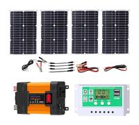 ZQIRUIQZ Kit Solaire Autonome avec Onduleur 4000W/6000W, Panneaux 100W Et Régulateur De Charge 50A, Système D’énergie pour Maison, Camping-Car Et Extérieur(4000W,12V-220V)