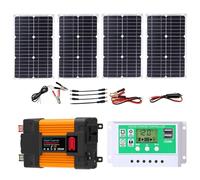 ZQIRUIQZ Kit Solaire Autonome avec Onduleur 4000W/6000W, Panneaux 100W Et Régulateur De Charge 50A, Système D’énergie pour Maison, Camping-Car Et Extérieur(6000W,12V-220V)