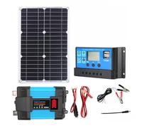 ZQIRUIQZ Système Solaire 6000W 12V À 110V/220V Onduleur Combiné avec Contrôleur 30A + Kit Panneau Solaire 18w 12v Générateur Solaire Système De Réseau Domestique(Blue,12V-110V)