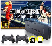 ZQJYMXY Nostalgia Stick Game - Console de jeu rétro ultime, plus de 20 000 jeux, 9 émulateurs classiques, sortie HDMI 4K, double contrôleur sans fil 2,4 G