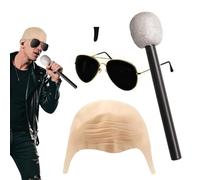 Zqkimzi Bald Cap, Realistic Bald Head Caps with Funny Glasses, Costume Headwear for Halloween Stage Play Theater Party Graduation Cosplay Events Adults Men Women, 5.5x27cm