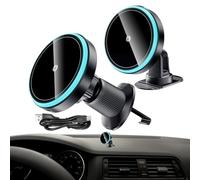 Zqkimzi Chargeur de voiture sans fil, 15 W, support magnétique à charge rapide, support de téléphone portable, construction robuste pour véhicule, berline, camion, tableau de bord ou pare-brise