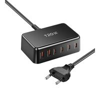 Zqkimzi Chargeur Rapide USB C - Chargeur de Bureau pour Ordinateur | Équipement de Charge Rapide 120W 6 Ports pour Ordinateur Portable, Smartwatch et Appareil Mobile en Avion, Train, Hôtel et