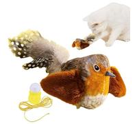 Zqkimzi Chirping Bird Cat Toy, Interactive Touch Activated Kitten Toys, Realistic Chirp Tweet Sound, Exercise Plaything for All Cat Breeds, Catnip Plush with Feathers, 13x7x7cm