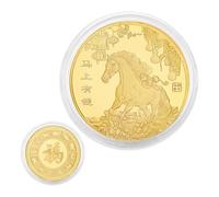 Zqkimzi Embossed Horse Commemorative Coin, Auspicious Animal Souvenir Collectible Token, 40mm Chinese Coin for Good Luck, Metal Keepsake with Clear Detailing for Display
