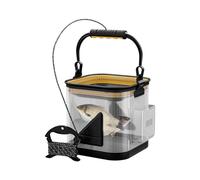 Zqkimzi Fishing Bucket, Transparent Fishing Basket, Multi Purpose EVA Container, Portable Foldable Design, Angler Accessories, for Lakes, Saltwater, Hiking, Beginners, Professionals