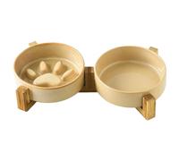 Zqkimzi Gamelles Anti-glouton pour Chien | Set De Bols Nourriture Et Eau Céramique Mignon Patte | Accessoires Repas Hydratation pour Maison Extérieur Jardin Camping