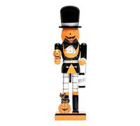 Zqkimzi Halloween Nutcrackers, Handpainted Wooden Nutcracker Soldier Figurine, Halloween Season Decor, Foldable Decoration for Shelf, Table, Centerpiece, Mantel Display, 10.04 inches