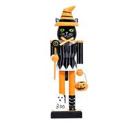 Zqkimzi Halloween Nutcrackers, Handpainted Wooden Nutcracker Soldier Figurine, Halloween Season Decor, Foldable Decoration for Shelf, Table, Centerpiece, Mantel Display, 10.04 inches