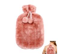 Zqkimzi Housse de bouillotte uniquement, housse en fausse peluche de 2 litres, couverture souple pour chaud et froid pendant 6 à 8 heures pour garder au chaud, aide à soulager les douleurs musculaires