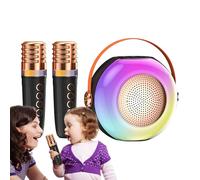 Zqkimzi Machine à Karaoké - Haut-Parleur Nomade avec 2 Microphones - Machine à Karaoké Portable avec Lumières - Idéal pour Anniversaires Fêtes Familiales et Événements Festifs