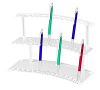 Zqkimzi Pen Display Stand, 30-Slot Acrylic Organizer, Clear Storage, Desk Accessories, Pencil Stand, Marker Stationery, Makeup Brush Holder for Desktop, School, Teacher, 10.24x3.94x7.09 inches