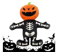 Zqkimzi Squeaky Dog Toys, Pumpkin Skeleton Chew Toys, Interactive Plush, Training Aids Fun for Halloween, Travel, Outdoor and Indoor Play, Keeps Pets Busy, Small, Large, Black
