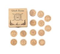 Zqkimzi Wooden Runes Set, Norse Divination Tools, Handcrafted Symbol Engraving, Portable Travel Bag, Witches Rune Set for Meditation Rituals and Spiritual Readings, 1.54x0.31 inches