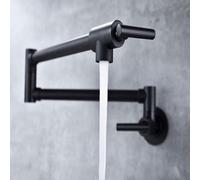 ZQLOEINC Robinet de remplissage de pot, robinet pliable, robinet mural noir mat extensible, robinet de remplissage de pot, robinet à bras pivotant à double joint