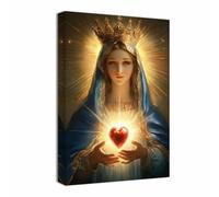 ZQQART Toile murale de la Vierge Marie pour église, image religieuse catholique, affiche chrétienne, peintures de mère Marie décoratives encadrées et prêtes à être accrochées (bleu, 30,5 x 45,7 cm)