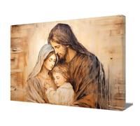 ZQQART Toile murale Vierge Marie et Jésus - Décoration murale de Joseph - Impression de peinture de la famille sainte - Affiche religieuse catholique - Décoration d'églises chrétiennes (Sainte