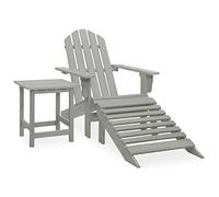 ZQQLVOO Adirondack Salon de jardin, petit balcon, chaise de jardin avec repose-pieds et table en bois de sapin gris