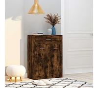 ZQQLVOO Armoire à chaussures en chêne fumé 60 x 35 x 84 cm avec tiroir et 4 étagères intérieures pour espace de rangement, multifonction comme armoire console ou armoire d'appoint, plateau supérieur