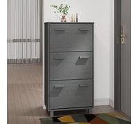 ZQQLVOO Armoire à chaussures gris foncé 59,5 x 35 x 117 cm en pin massif, organiseur de chaussures, rangement de chaussures, étagère à chaussures pour couloir étroit, étagère à chaussures pour entrée