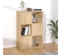 ZQQLVOO Armoire de rangement, chêne Sonoma, 60 x 29,5 x 90 cm, en panneau de particules, rangement pour DVD + étagère CD, séparateur de pièce pour bureau, salon, bibliothèque
