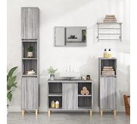 ZQQLVOO Armoire de rangement haute pour salle de bain - Meuble bas - Gris sonoma - 80 x 33 x 60 cm - Matériau dérivé du bois pour salle de bain, cuisine, salon ou chambre à coucher