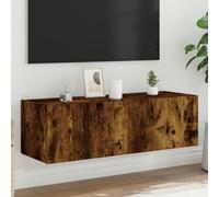 ZQQLVOO Armoire TV murale avec lumières LED Chêne fumé Buffet Salon Meuble TV Buffet suspendu HiFi 100 x 35 x 31 cm