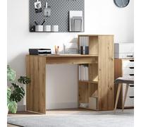 ZQQLVOO Artisan Bureau en chêne MDF avec six étagères intégrées, poste de travail moderne pour bureau à domicile et étude, surface mate texturée, durable