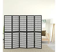 ZQQLVOO Bedroom Panel Screens Paravent séparateur de pièce 5 pièces Style japonais Pliable 200 x 170 cm Noir