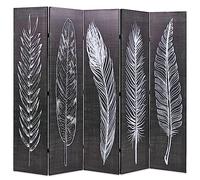 ZQQLVOO Bedroom Panel Screens Paravent, séparateur de pièce, pliable, 200 x 170 cm, avec plumes, noir et blanc