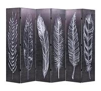 ZQQLVOO Bedroom Panel Screens Paravent, séparateur de pièce, pliable, 228 x 170 cm, avec plumes, noir et blanc
