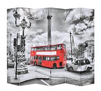 ZQQLVOO Bedroom Panel Screens Paravent, séparateur de pièce, pliable, 228 x 170 cm, motif bus londonien, noir et blanc
