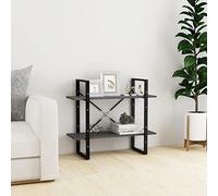 ZQQLVOO Bibliothèque à 2 compartiments - Gris - 80 x 30 x 70 cm - En bois de pin massif - Rangement DVD + CD - Séparateur de pièce pour bureau, salon, bibliothèque