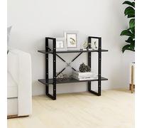 ZQQLVOO Bibliothèque à 2 compartiments, grise, 80 x 30 x 70 cm, en panneau de particules, rangement pour DVD + CD, séparateur de pièce pour bureau, salon, bibliothèque