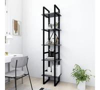 ZQQLVOO Bibliothèque à 5 compartiments - Gris - 40 x 30 x 175 cm - En panneau de particules - Rangement DVD + CD - Séparateur de pièce pour bureau, salon, bibliothèque