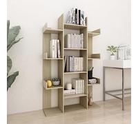 ZQQLVOO Bibliothèque en chêne Sonoma - 86 x 25,5 x 140 cm - En panneau de particules - Rangement DVD + CD - Étagère multifonction pour salon, chambre à coucher, cuisine