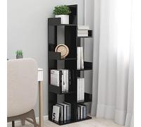 ZQQLVOO Bibliothèque noire 48 x 25,5 x 140 cm en panneau de particules - Rangement DVD + CD - Étagère multifonction pour salon, chambre à coucher, cuisine