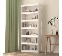 ZQQLVOO Bibliothèque/séparateur de pièce, blanc, 80 x 30 x 199,5 cm, en pin massif, rangement pour DVD + étagère CD, séparateur de pièce pour bureau, salon, bibliothèque