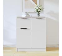 ZQQLVOO Buffet blanc 60 x 30 x 70 cm en bois avec 4 compartiments et tiroir - Buffet de salon minimaliste avec plateau supérieur robuste et beaucoup d'espace de rangement