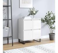 ZQQLVOO Buffet blanc brillant, 60 x 35 x 70 cm, en bois avec pieds en fer, espace de rangement, commode pour salon, idées de rangement, durable et résistant à l'humidité