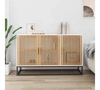 ZQQLVOO Buffet classique blanc 105 x 30 x 65 cm en bois avec espace de rangement et portes en bois - Buffet de salon durable avec pieds en fer pour plus de stabilité