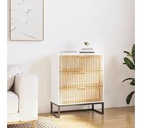 ZQQLVOO Buffet classique blanc 60 x 30 x 75 cm en bois avec tiroirs et pieds en fer pour espace de rangement et stabilité, idées de rangement de salon et meubles d'organisation