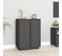 ZQQLVOO Buffet en bois massif gris - 60 x 35 x 80 cm - Meuble classique avec design intemporel et grain droit pour beaucoup d'espace de rangement et aspect rustique