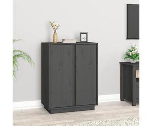 ZQQLVOO Buffet en bois massif gris - 60 x 35 x 80 cm - Meuble classique avec design intemporel et grain droit pour beaucoup d'espace de rangement et aspect rustique