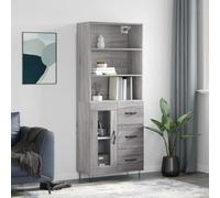 ZQQLVOO Buffet Gris Béton 69,5x32,5x180 cm en Bois d'Ingénierie avec Grand Espace de Rangement et Porte Pratique, Structure Durable et Pieds en Fer pour Stabilité, Idéal