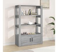 ZQQLVOO Buffet gris Sonoma - 80 x 30 x 119,5 cm - En bois - Avec espace de rangement - Bibliothèque classique pour salon - Solution de rangement stable avec support mural