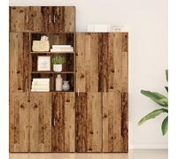 ZQQLVOO Buffet haut en bois vieilli - 40 x 42,5 x 185 cm - En bois massif - Avec surface mate - Pour un accent rustique et un aspect bois naturel à l'intérieur