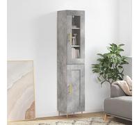 ZQQLVOO Buffet Haut Gris Béton 69,5x34x180 cm en Bois d'Ingénierie avec Grand Espace de Rangement et Porte Pratique, Structure Durable et Pieds en Fer pour Stabilité, Idéal